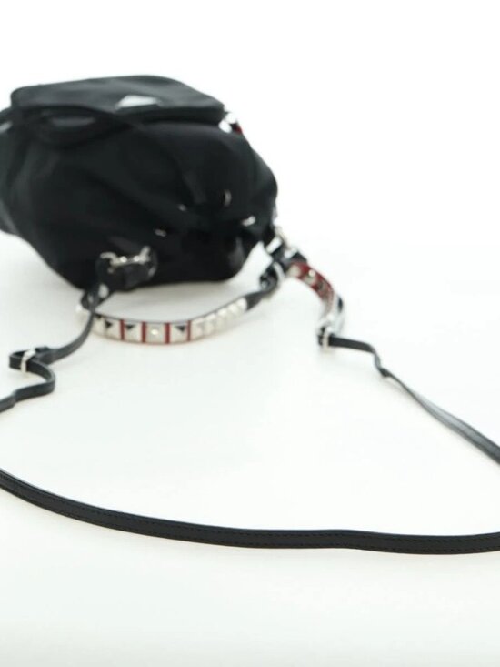 PRADA Purse Shoulder Bag Nylon 2way Black Silver Auth 175065SAM main image 4